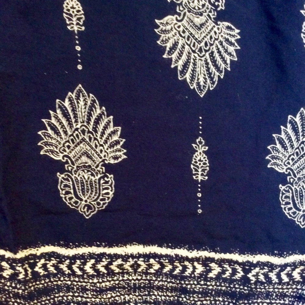 Blue and White Patterned Tassel Shorts - Picture 2 of 2